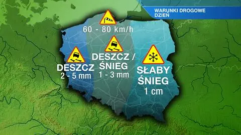 Fatalne warunki drogowe w całym kraju wymuszą ostrożność