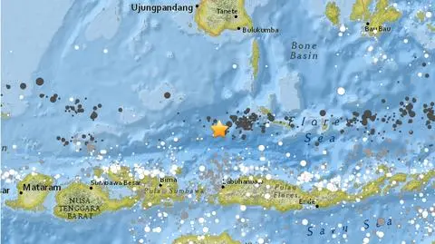 Epicentrum trzęsienia ziemi w Indonezji (USGS)
