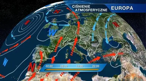 Rozkład ośrodków ciśnienia nad Europą