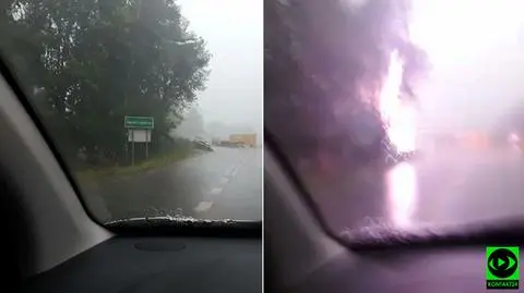 Huk i słup ognia. "Piorun uderzył 20 metrów od mojego auta"