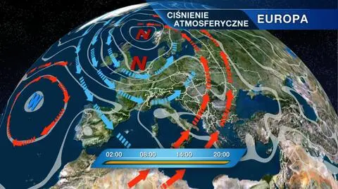 Rozkład ciśnienia atmosferycznego w Europie