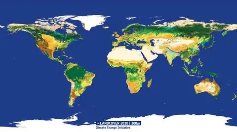 Najnowsza mapa pokrycia terenu dla wszystkich powierzchni lądowych na Ziemi