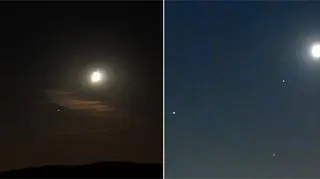 Księżyc , Mars, Saturn i Antares