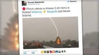 Błyskawica rozświetliła choinkę od środka