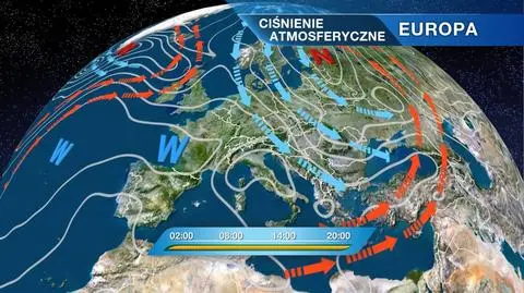 Rozkład ośrodków ciśnienia nad Europą