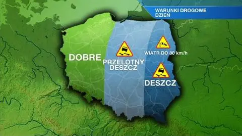 Deszcz utrudni jazdę w poniedziałek