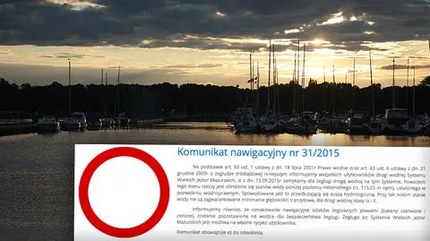 "Żegluga na własne ryzyko". Zamknięty szlak Wielkich Jezior Mazurskich