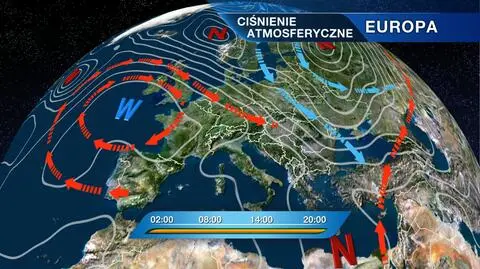 Rozkład ośrodków ciśnienia atmosferycznego nad Europą