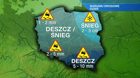 Śnieg i deszcz utrudni jazdę w całym kraju. Miejscami będzie bardzo ślisko