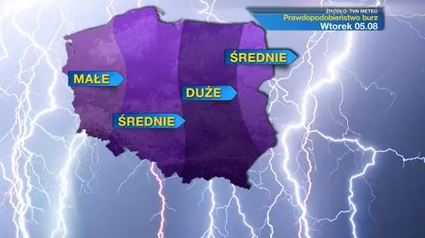 We wtorek burzowy front przesunie się na wschód