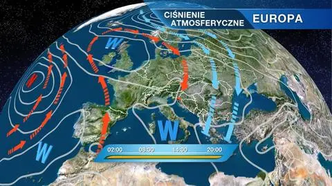 Rozkład ośrodków ciśnienia nad Europą