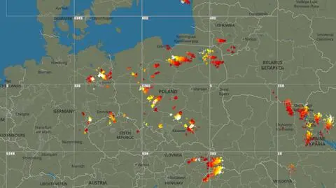 Wyładowania atmosferyczne nad Europą o godzinie 21