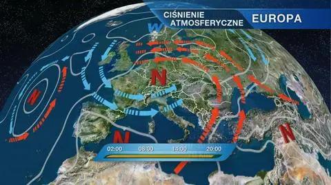 Rozkład ośrodków ciśnienia nad Europą