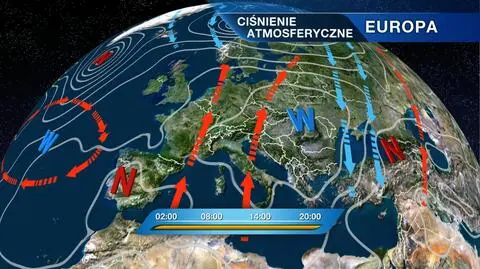 Rozkład ośrodków ciśnienia nad Europą