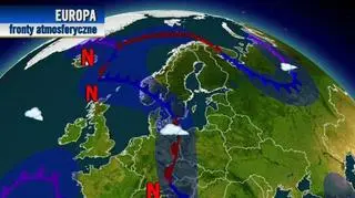 Układ frontów atmosferycznych nad Europą