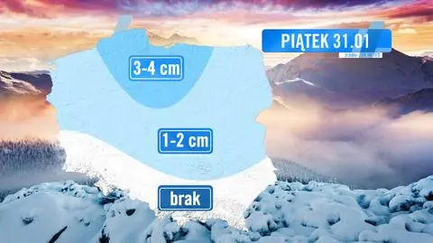 Prognozowane opady śniegu w piątek 31.01