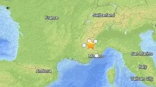 Trzęsienie nastąpiło na południu kraju, w pobliżu granicy z Włochami