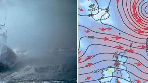Huraganowy wiatr na północy Europy. 150 km/h, 12 w skali Beauforta