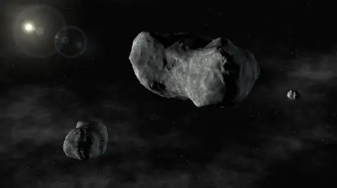 Artystyczna wizja potrójnego układu planetoid (87) Sylvia