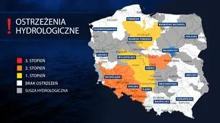 Aktualne ostrzeżenia hydrologiczne IMGW