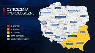 Aktualne ostrzeżenia hydrologiczne IMGW