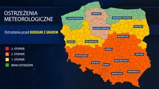 Aktualne ostrzeżenia meteorologiczne IMGW przed burzami z gradem