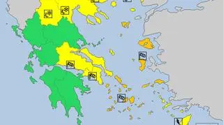 Aktualne ostrzeżenia meteorologiczne w Grecji (meteoalarm