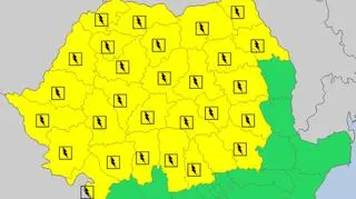Aktualne ostrzeżenia meteorologiczne w Rumunii (meteoalarm.eu)