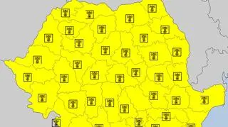 Aktualne ostrzeżenia meteorologiczne w Rumunii (za meteoalarm.eu)