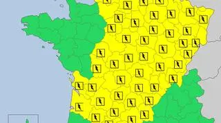 Aktualne ostrzeżenia meteorologiczne we Francji (meteoalarm.eu)