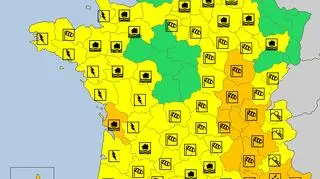 Aktualne ostrzeżenia meteorologiczne we Francji (meteoalarm
