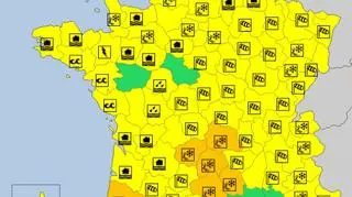 Aktualne ostrzeżenia meteorologiczne we Francji (meteoalarm.eu)
