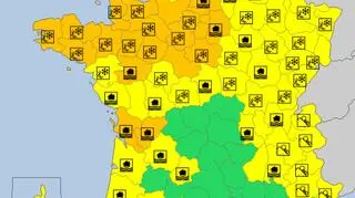 Aktualne ostrzeżenia meteorologiczne we Francji (meteoalarm