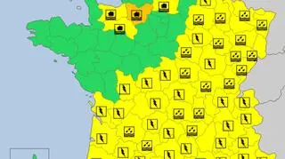 Aktualne ostrzeżenia meteorologiczne we Francji (meteoalarm.eu)