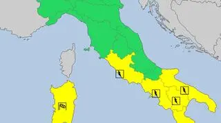 Aktualne ostrzeżenia meteorologiczne we Włoszech (meteoalarm.eu)