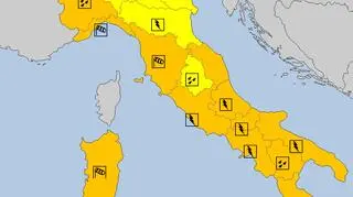Aktualne ostrzeżenia meteorologiczne we Włoszech (meteoalarm.eu)