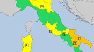 Aktualne ostrzeżenia meteorologiczne we Włoszech (za meteoalarm