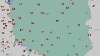 Aktualne porywy wiatru (wetteronline.de)