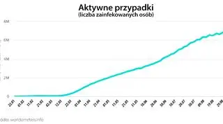 Aktywne przypadki (liczba zainfekowanych osób)(worldometers.info)