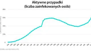Aktywne przypadki (tvnmeteo.pl za worldometers.info)