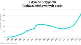 Aktywne przypadki (tvnmeteo.pl za worldometers.info)