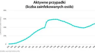 Aktywne przypadki (tvnmeteo.pl za worldometers.info)