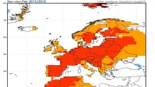 Anomalia temperatury w grudniu, styczniu i lutym