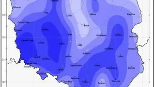 Anomalie miesięcznych opadów w lutym 2020 względem okresu 1981-2010 (klimat.pogodynka.pl)