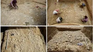 Archeolodzy w trakcie pracy na pustyni (Masojć et al./Uniwersytet Wrocławski)