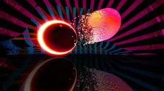 Artystyczna interpretacja fuzji czarnej dziury z gwiazdą neutronową (Carl Knox,OzGrav/Swinburne University)