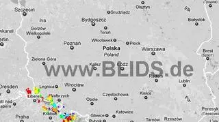 Burze nad Polską - godz. 16