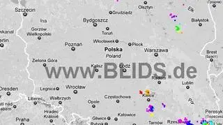 Burze nad Polską, godz. 17.15 - 19.15 (blids.de)