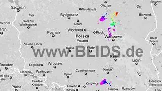 Burze nad Polską, godz. 19.00-21.00 (blids.de)