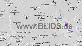 Burze nad Polską, godz. 19.45 - 21.45 (blids.de)